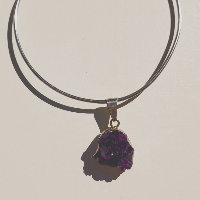 Modern Charles Albert Silver And Amethyst Geode Collar Necklace